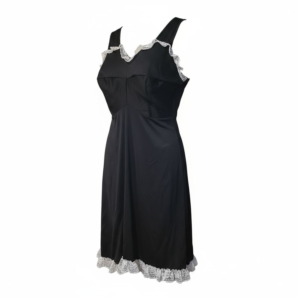 Plus Sz 1x lack Lace Trim Maid Costume Dress
